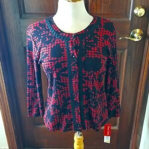 New M Rafaella Womans Pettite Button Up Sweater 100% Cotton